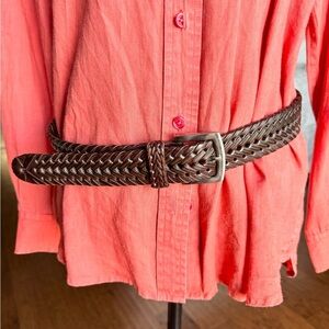 Brown Faux Leather Braided Western Belt‎